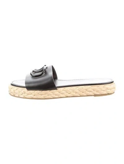 Pre-owned Valentino Garavani Leather Espadrilles In Black