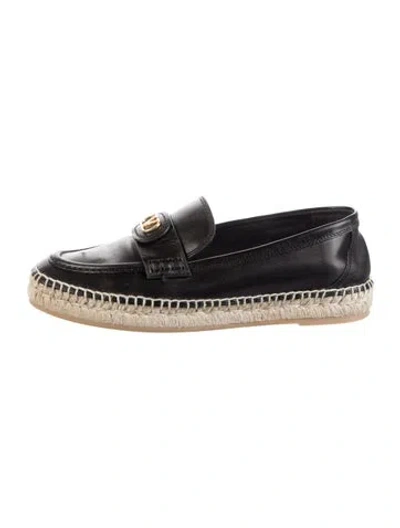 Pre-owned Valentino Garavani Leather Espadrilles In Black