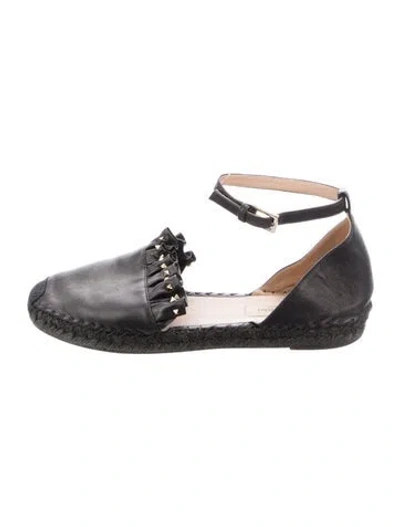 Pre-owned Valentino Garavani Leather Espadrilles In Black