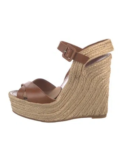 Pre-owned Valentino Garavani Leather Espadrilles In Brown