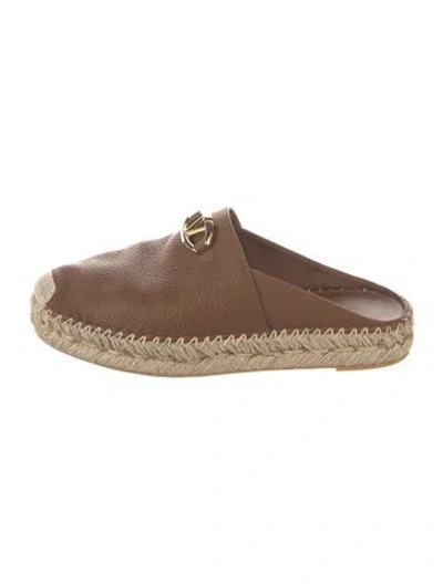 Pre-owned Valentino Garavani Leather Espadrilles In Brown