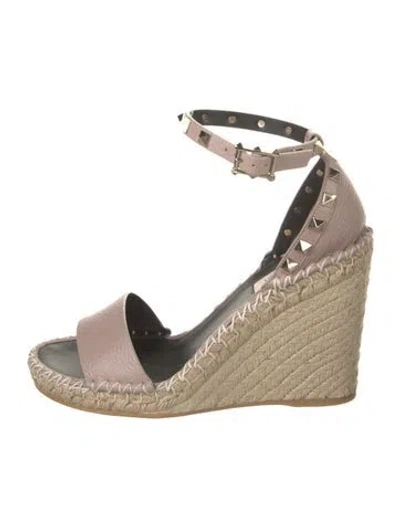 Pre-owned Valentino Garavani Leather Espadrilles In Neutral