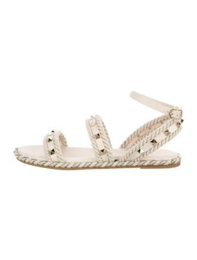 Pre-owned Valentino Garavani Leather Espadrilles In Neutral