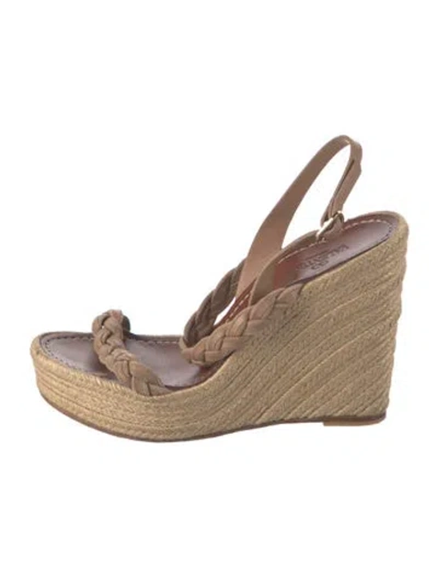 Pre-owned Valentino Garavani Leather Espadrilles In Neutrals
