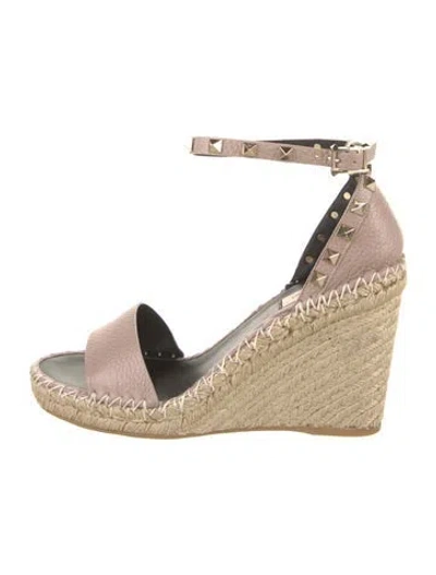 Pre-owned Valentino Garavani Leather Espadrilles In Pink