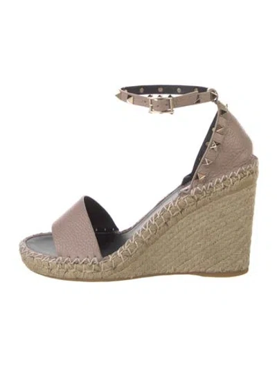 Pre-owned Valentino Garavani Leather Espadrilles In Pink