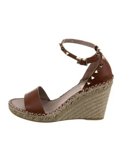 Pre-owned Valentino Garavani Leather Espadrilles W/ Tags In Brown