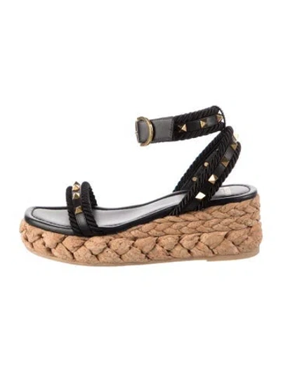 Pre-owned Valentino Garavani Leather Espadrilles W/ Tags In Multi