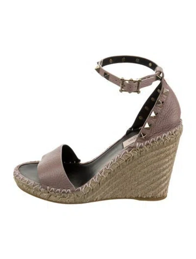 Pre-owned Valentino Garavani Leather Espadrilles W/ Tags In Neutral