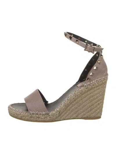 Pre-owned Valentino Garavani Leather Espadrilles W/ Tags In Neutral
