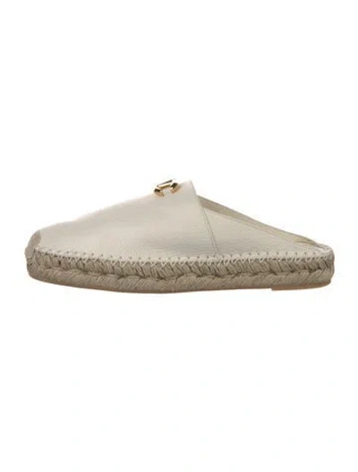 Pre-owned Valentino Garavani Leather Espadrilles W/ Tags In Neutrals
