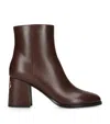Valentino Leather Fawcette Ankle Boots 75 In Brown