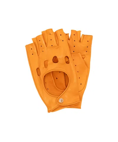 Valentino Garavani Leather Fingerless Gloves In Orange