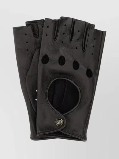 VALENTINO GARAVANI LEATHER FINGERLESS GLOVES PERFORATED DETAILING