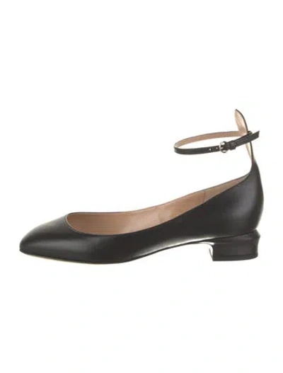Pre-owned Valentino Garavani Leather Flats In Black