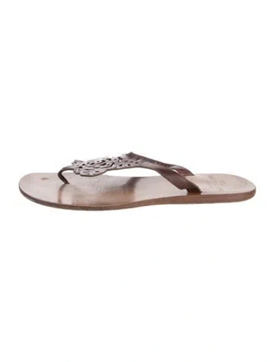 Pre-owned Valentino Garavani Leather Flip Flops In Brown