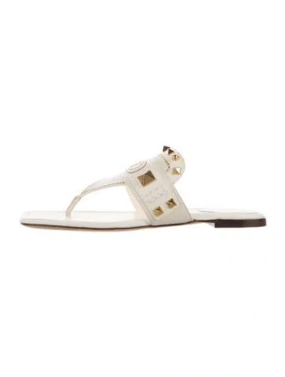 Pre-owned Valentino Garavani Leather Flip Flops In Neutrals