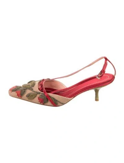 Pre-owned Valentino Garavani Leather Floral Print Mules In Neutral