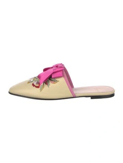 Pre-owned Valentino Garavani Leather Floral Print Mules In Pink