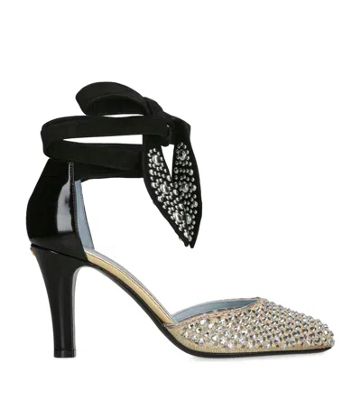 Valentino Garavani Leather Foliefoliage Dorsay Pumps 85 In Black