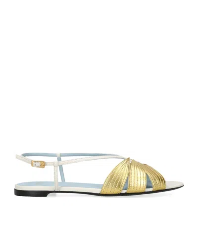 VALENTINO GARAVANI LEATHER FOLIEFOLIAGE FLAT SANDALS