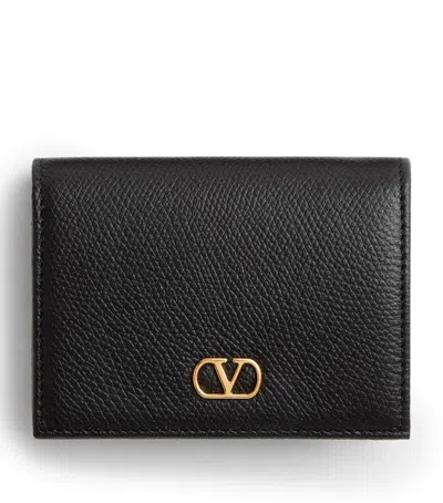 Valentino Garavani Leather French Flap Wallet In Black