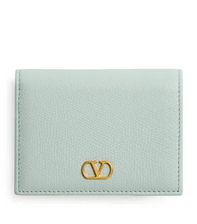 Valentino Garavani Leather French Flap Wallet In Grey