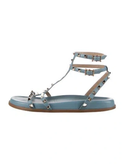 Pre-owned Valentino Garavani Leather Gladiator Sandals In Blue