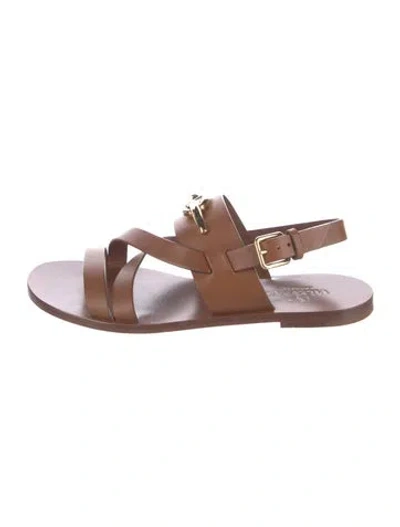Pre-owned Valentino Garavani Leather Gladiator Sandals In Brown