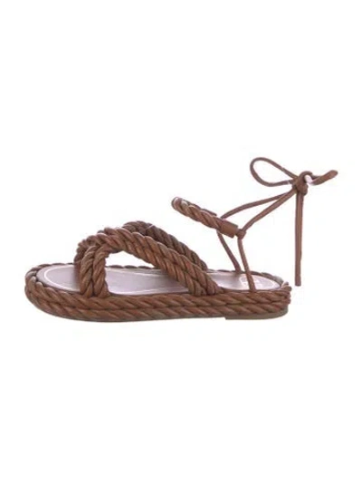 Pre-owned Valentino Garavani Leather Gladiator Sandals In Brown