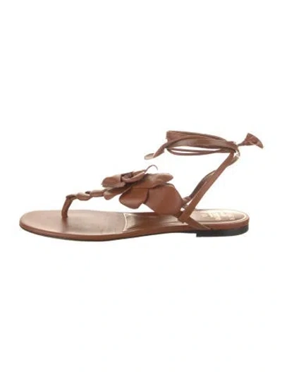Pre-owned Valentino Garavani Leather Gladiator Sandals In Brown
