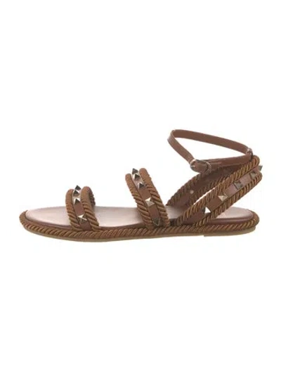 Pre-owned Valentino Garavani Leather Gladiator Sandals In Brown