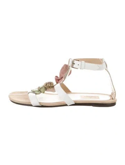 Pre-owned Valentino Garavani Leather Gladiator Sandals In Neutral