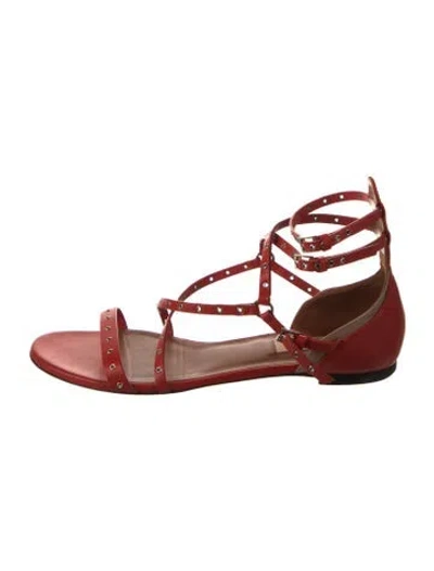 Pre-owned Valentino Garavani Leather Gladiator Sandals In Red