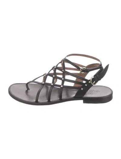 Pre-owned Valentino Garavani Leather Gladiator Sandals In Silver