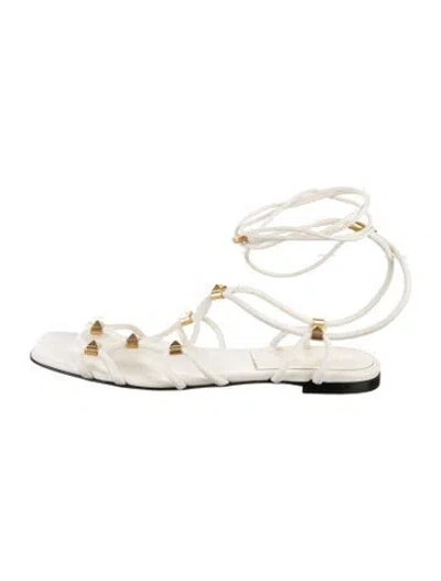 Pre-owned Valentino Garavani Leather Gladiator Sandals In White