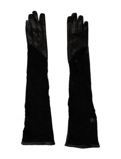 Pre-owned Valentino Garavani Leather Gloves In Black