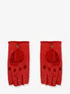 Valentino Perforated Leather Gloves In Red