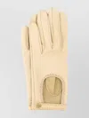 Valentino Leather Gloves With Cut-out And Stitch Detail In Neutral