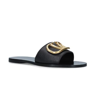 Valentino Garavani Leather Go Logo Sandals In Black