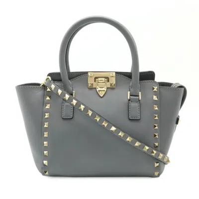 Pre-owned Valentino Garavani Leather Handbag Shoulder Bag () In Gray