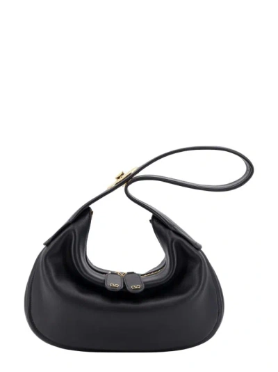 Valentino Garavani Leather Handbag With Vlogo Signature Detail In Black