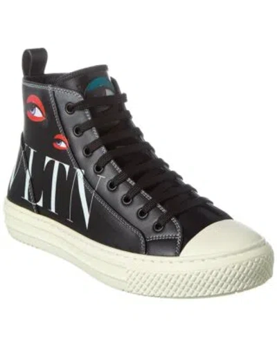 Pre-owned Valentino Garavani Valentino Leather High-top Sneaker Men's In Black