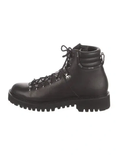 Pre-owned Valentino Garavani Leather Hiking Boots In Black