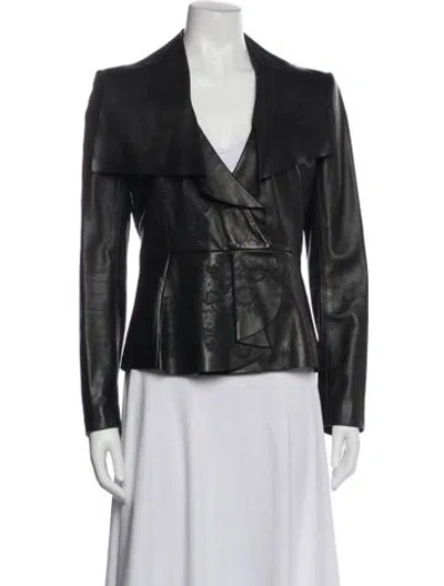 Pre-owned Valentino Leather Jacket In Black