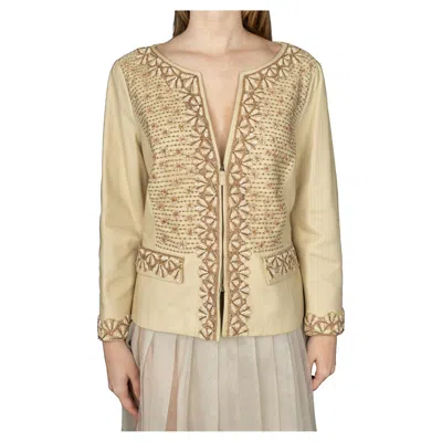 Pre-owned Valentino Leather Jacket By  Garavani Circa 2000 In Sand