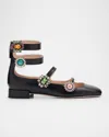 Valentino Crystal Embellished Flat Shoes In Nero/crystal/multicolor