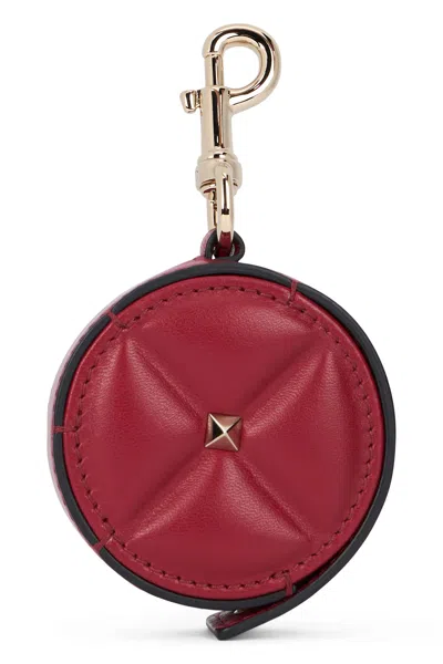 Valentino Garavani Leather Keyring In Red