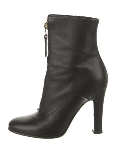 Pre-owned Valentino Garavani Leather Lace-up Boots In Black