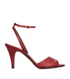 Valentino Dark Red Leather Sandalo Ladycrush In Red